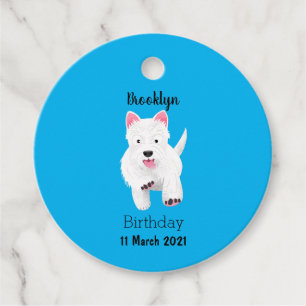 Söt vit west highland terrier-karikatyr gåvor etiketter