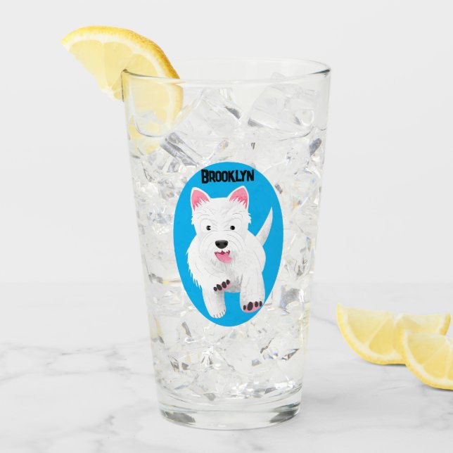 Söt vit west highland terrier tecknad serie glaskopp (Framsida Ice)