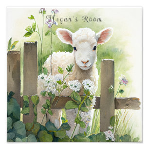 Söt Vita blommor för färgsfärg Lamb Vitblommor Fototryck