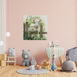 Söt Vita blommor för färgsfärg Lamb Vitblommor Poster