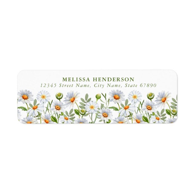 Söt Vita Daisy Returetiketter Returadress Etikett (Framsidan)