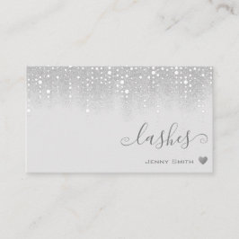 Söt Vita droppar i Glitter i Silver Visitkort
