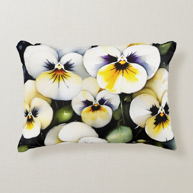 Söt, vita rutor, vattenfärgmålarfärgning prydnadskudde (Framsidan)