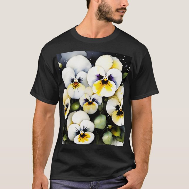 Söt, vita rutor, vattenfärgmålarfärgning t shirt (Framsida)
