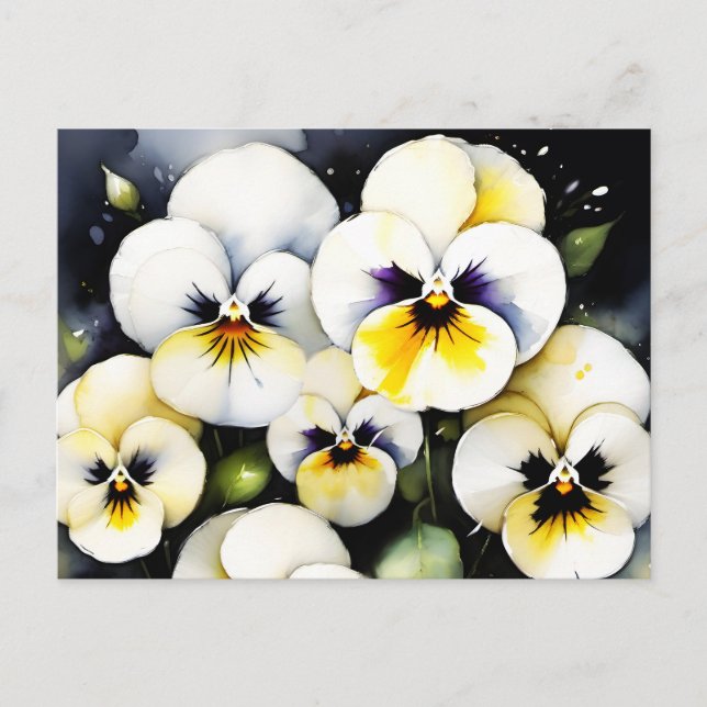 Söt, vita rutor, vattenfärgmålarfärgning vykort (Framsida)