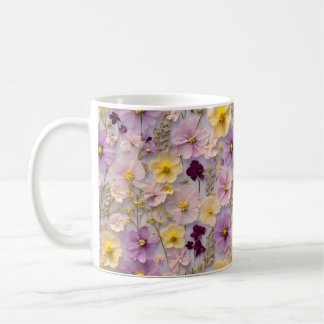 Söt Vitblommor i Rosa och Gult Kaffemugg