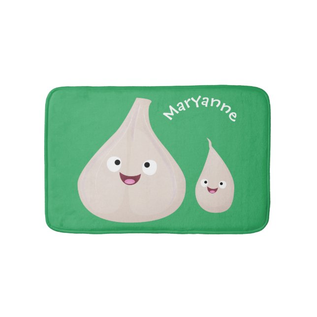 Söt vitlökseritad grönsak illustration badrumsmatta (Framsidan)