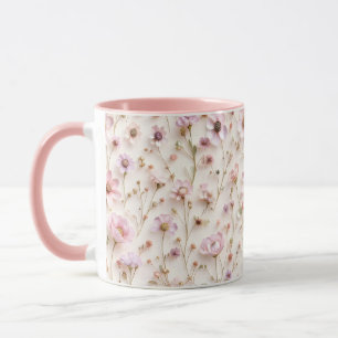 Söt Vitsisk 3D-Wildblomma i Rosa och lera Mugg