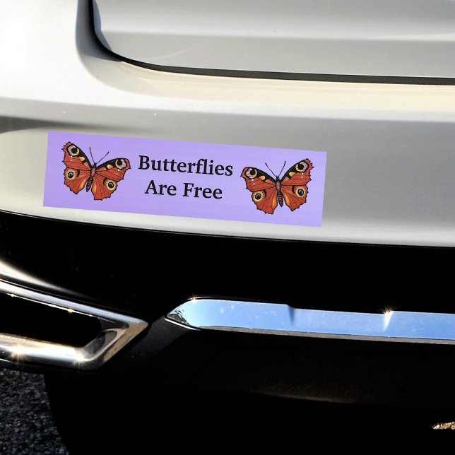 Söt Vivid Monarch Butterfly Lila Bildekal (two pretty monarch butterflies in Autumn colours on purple bumper sticker for your car.)