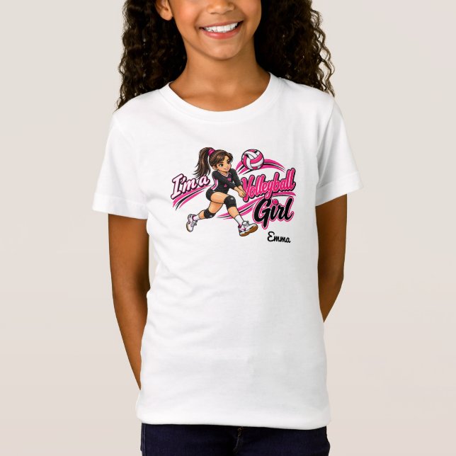 Söt Volleyboll Flicka  T Shirt (Framsida)