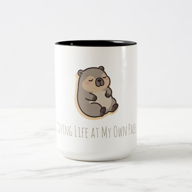 Söt Vombat Lever Livet I Min Egen Takt Kaffe Mugg (Center)