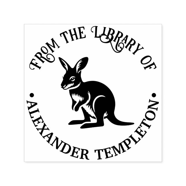 Söt Wallaby Australien Bibliotek Boknamn Självfärgande Stämpel (Design)