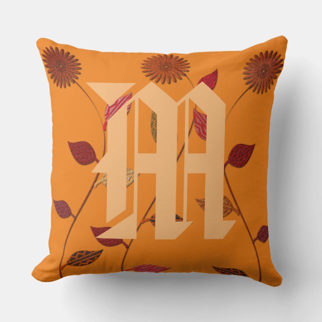 Söt Warm Färg Cottage Stil Blommigt Pillow Kudde (Framsida)