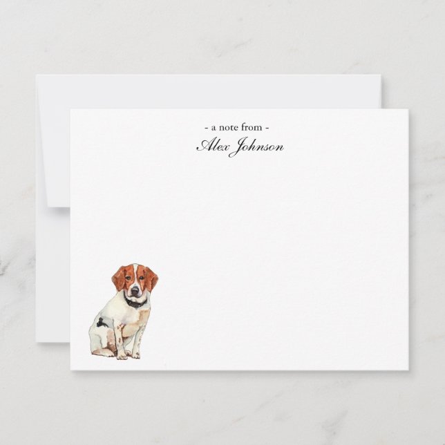 Söt Watercolor Beagle hund Platt  Tack Kort (Framsida)