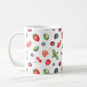 Söt Watercolor Berry Mönster Kitchen Kaffemugg