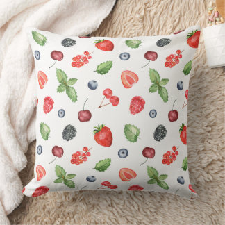 Söt Watercolor Berry Mönster Kudde