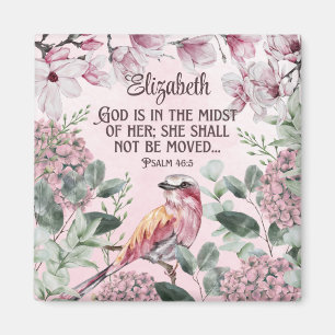 Söt Watercolor Bird Flowers Christian Scripture Magnet