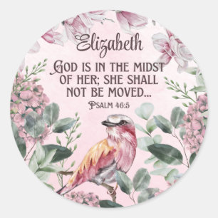 Söt Watercolor Bird Flowers Christian Scripture Runt Klistermärke