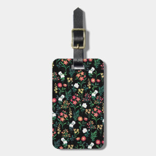 Söt Watercolor Blommigt Black Botanical Bagagebricka