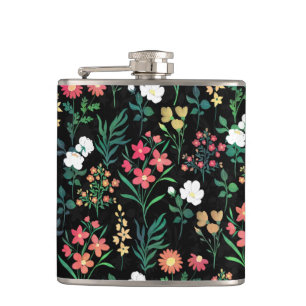 Söt Watercolor Blommigt Black Botanical Fickplunta