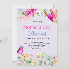 Söt Watercolor Blommigt Blue Mors dag Brunch Inbjudningar
