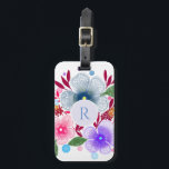 Söt Watercolor Blommigt Bouquet Monogram Bagagebricka<br><div class="desc">Söt personlig-bagagemärke med blommigt av vattenfärg.</div>