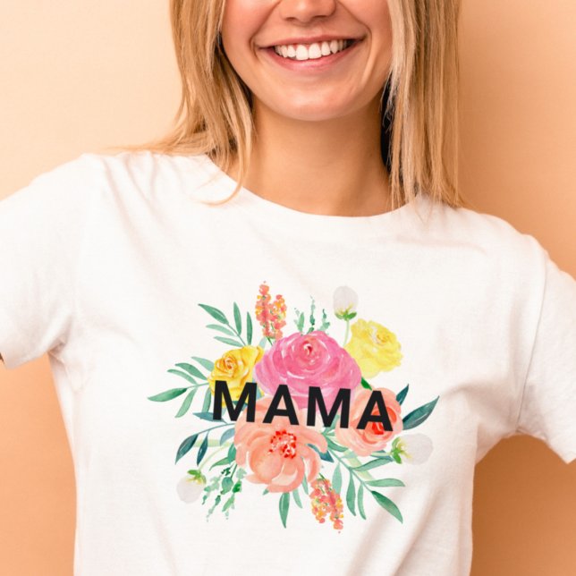 Söt Watercolor Blommigt MAMMA Mamma T Shirt (Skapare uppladdad)