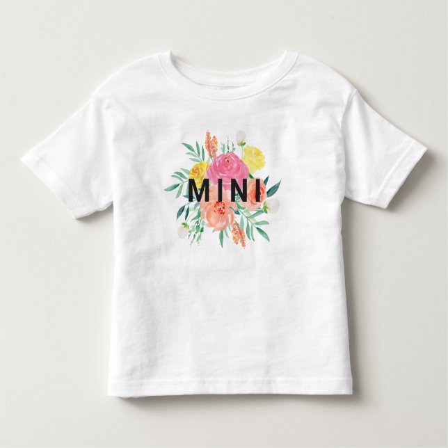 Söt Watercolor Blommigt MINI Matcha T Shirt (Framsida)