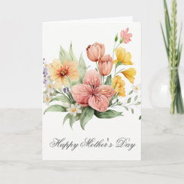 Söt Watercolor Blommigt Mors dag Card Kort