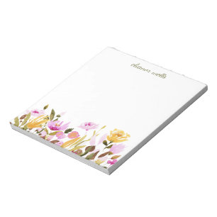 Söt Watercolor Blommigt Personlig Stationery Anteckningsblock