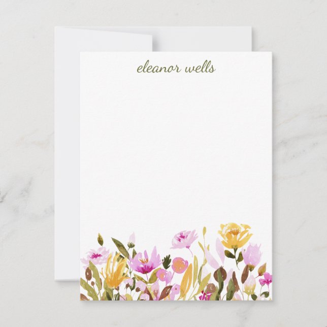 Söt Watercolor Blommigt Personlig Stationery Anteckningskort (Framsida)