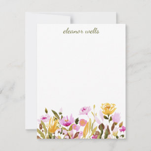 Söt Watercolor Blommigt Personlig Stationery Anteckningskort
