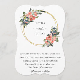 Söt Watercolor Blommigt Ring Ram Bröllop Inbjudningar