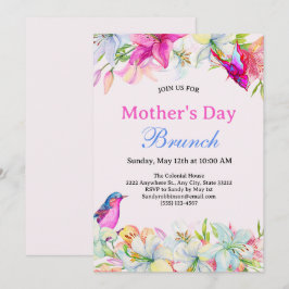 Söt Watercolor Blommigt Rosa Mors dag Brunch Inbjudningar