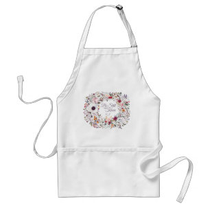 Söt Watercolor Blommigt Scripture Monogram Förkläde