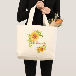 Söt Watercolor Blommigt Solros Jumbo Tygkasse