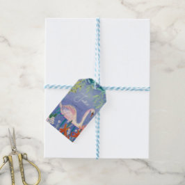 Söt Watercolor Blommigt Svan Princess Namn Presentetikett
