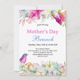 Söt Watercolor Blommigt White Mors dag Brunch Inbjudningar