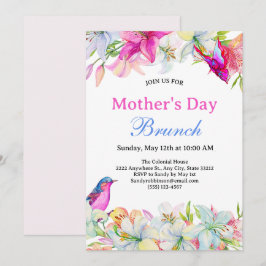 Söt Watercolor Blommigt White Mors dag Brunch Inbjudningar
