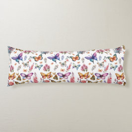 Söt Watercolor Butterfly Blommigt Garden Mönster Kroppskudde