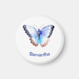 Söt Watercolor Butterfly med Namn Magnet