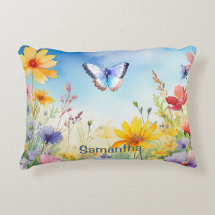 Söt Watercolor Butterfly med Namn Prydnadskudde