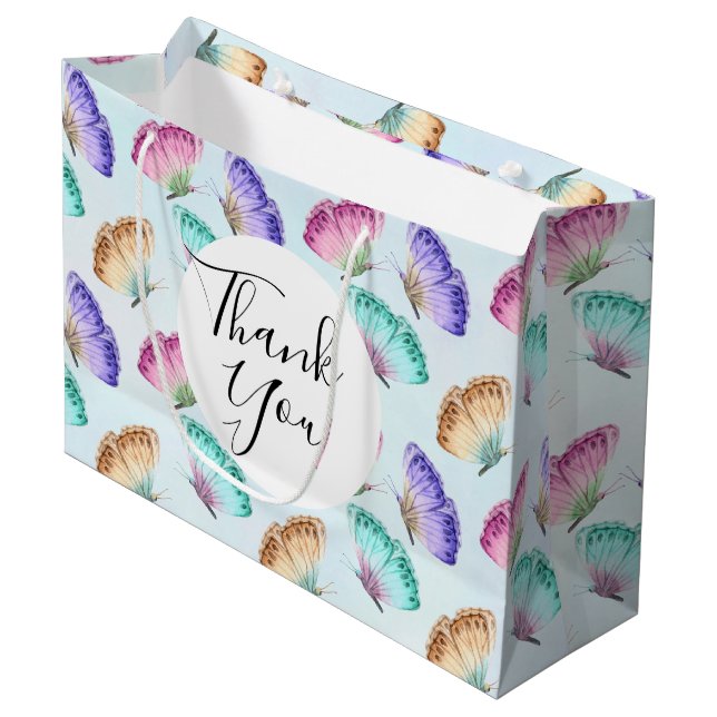 Söt Watercolor Butterfly Mönster Tack (Framsidan Vinklad)