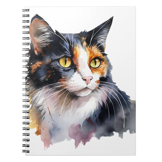 SÖT WATERCOLOR CALICO CAT ANTECKNINGSBOK (Framsidan)