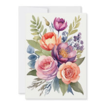 Söt Watercolor Flower Blommigt Assortet Bouquet