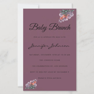 Söt Watercolor Flowers Baby Brunch-inbjudan