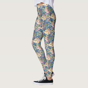 Söt Watercolor Flowers Doodle Leggings
