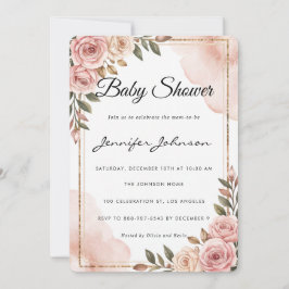 Söt Watercolor Flowers Garden Baby Shower Inbjudningar