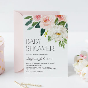 Söt Watercolor Flowers Garden Baby Shower Inbjudningar