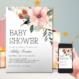 Söt Watercolor Flowers Garden Baby Shower Inbjudningar